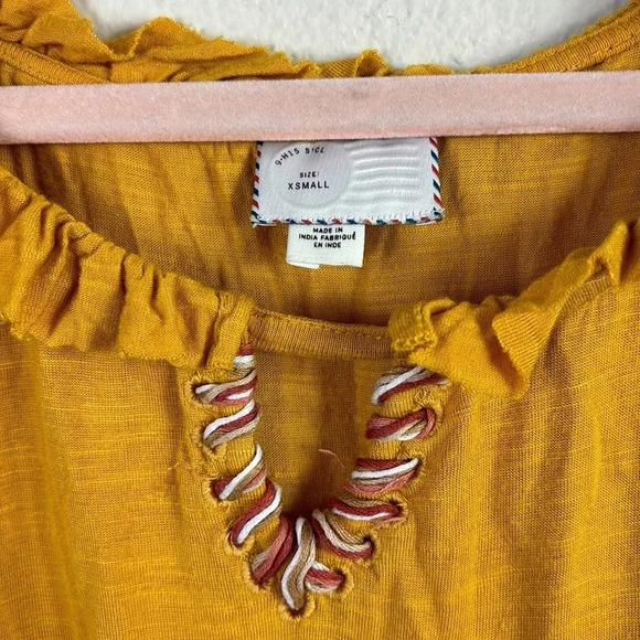 Anthropologie Postmkark Boho Top with tassel details mustard yellow size XS - Picture 4 of 10